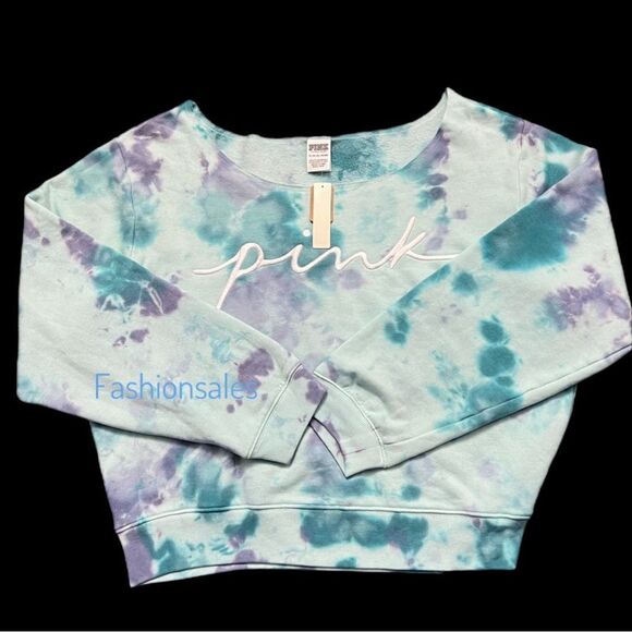 Victorias Secret Pink Everyday Cropped Fleece Off the Shoulder sweatshirt XLarge - Picture 1 of 3